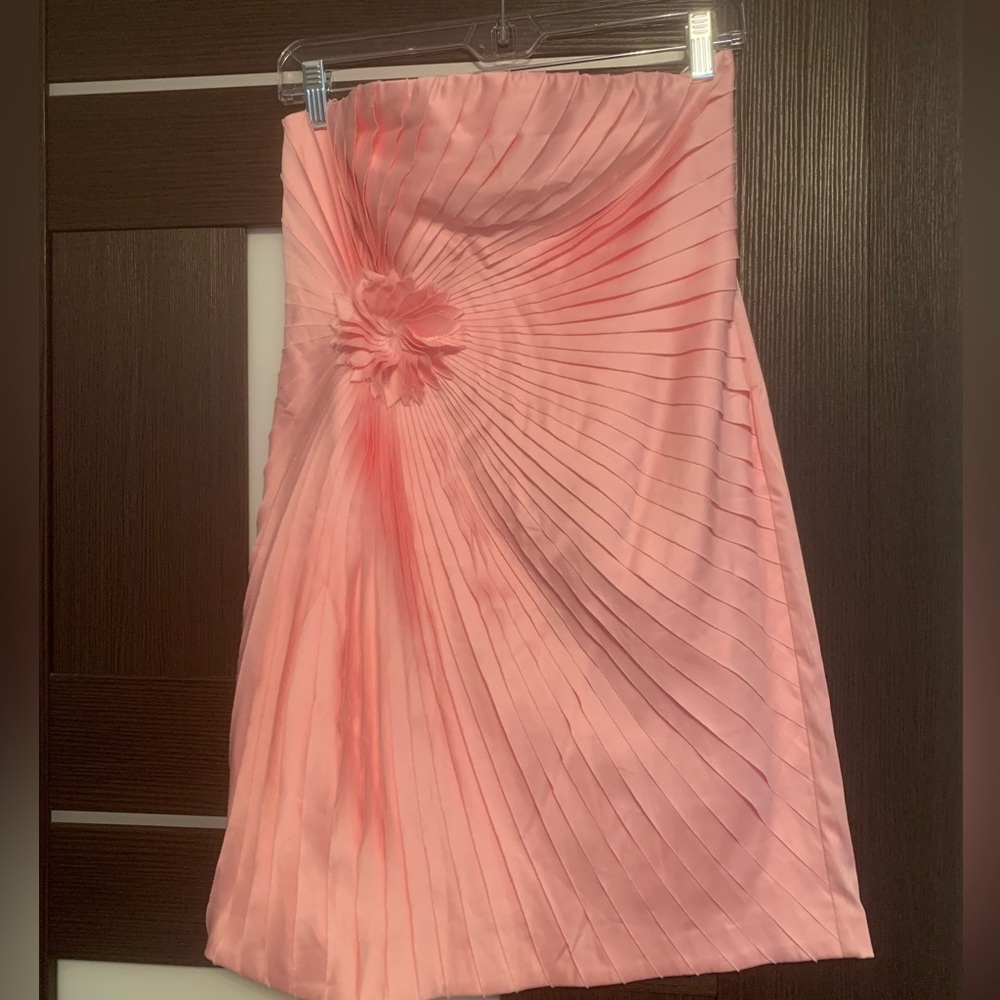 Pink Pleated Strapless Dress